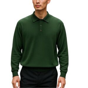 Banana Republic Extra Fine Merino Wool Collared Sweater Dark Green XL